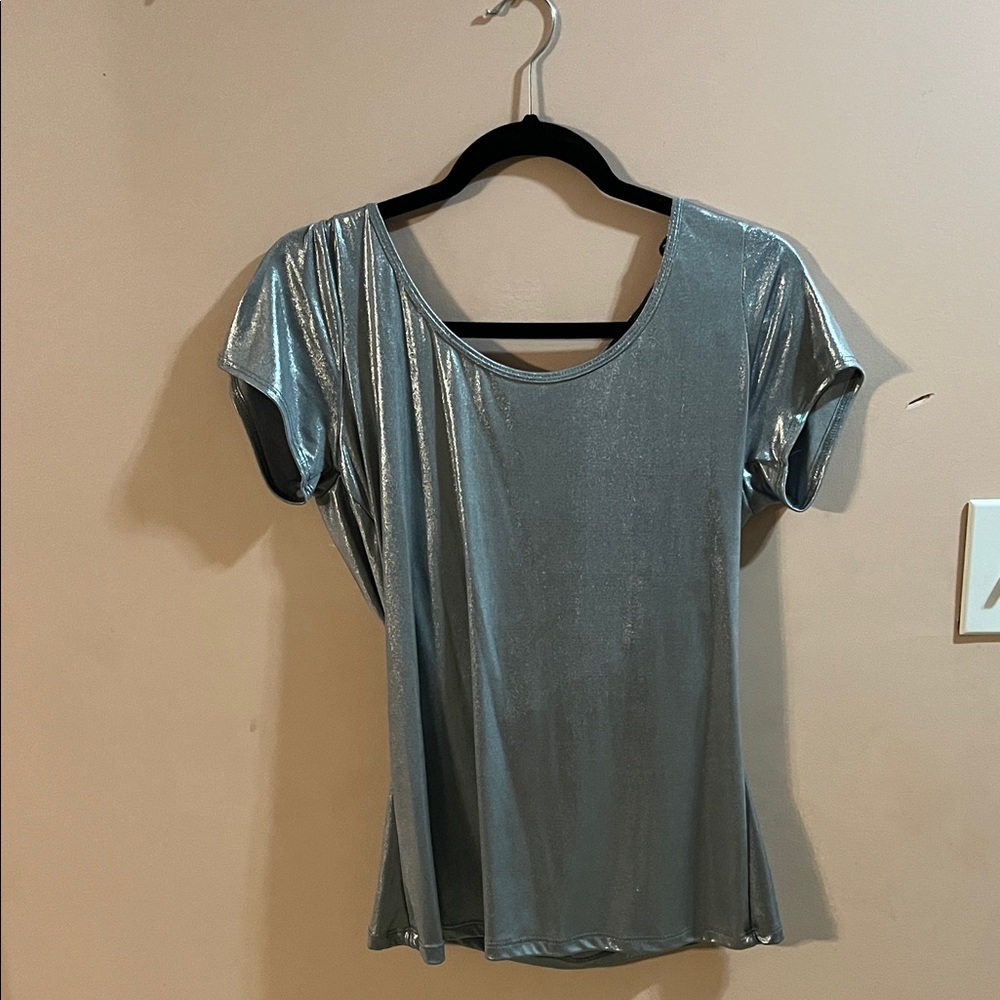 Deb Shimmering Silver Short Sleeve Top
